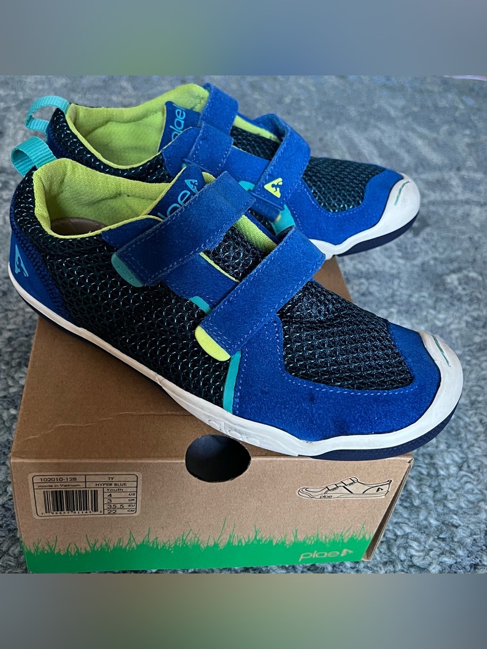 PLAE Navy and Lime Kids' Velcro Athletic Sneakers